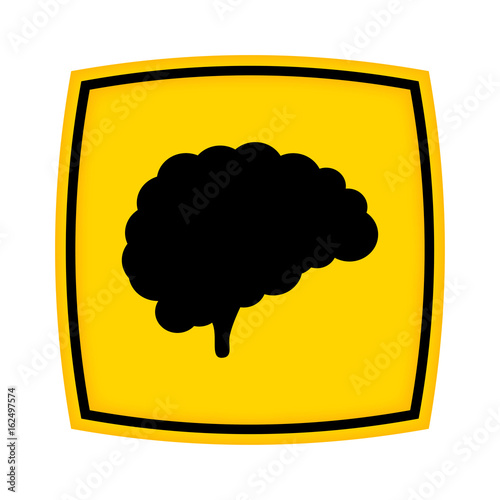 gelbes Schild - Icon - Gehirn