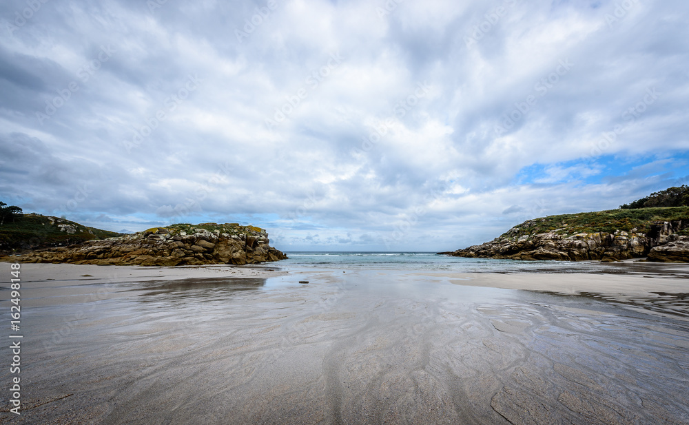 Atlantic sandy beach in Galicia Spain.