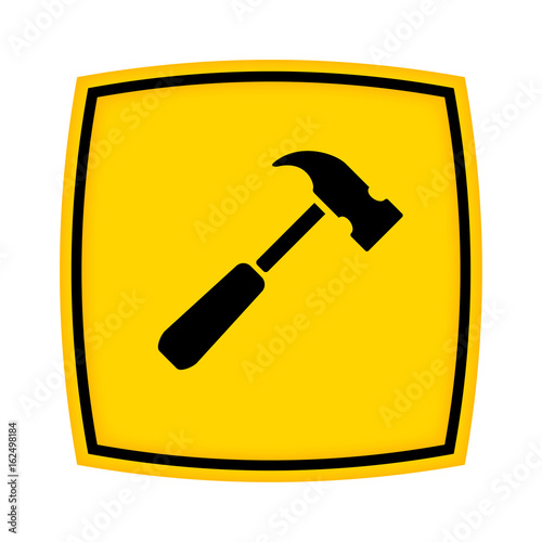 gelbes Schild - Icon - Hammer