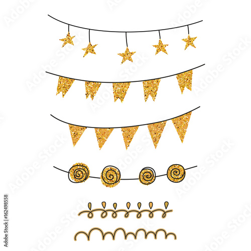 Set of decorative design elements on white background