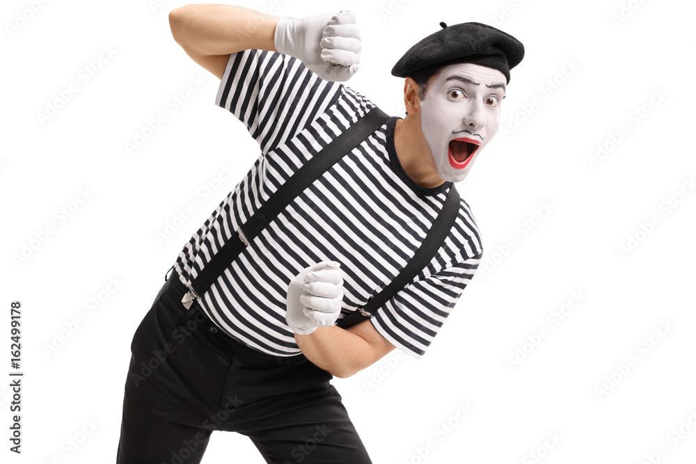 Mime behind an imaginary panel Stock-Foto | Adobe Stock