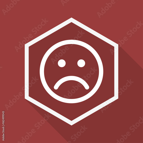 Poly Button mit Schatten - Smiley unglücklich