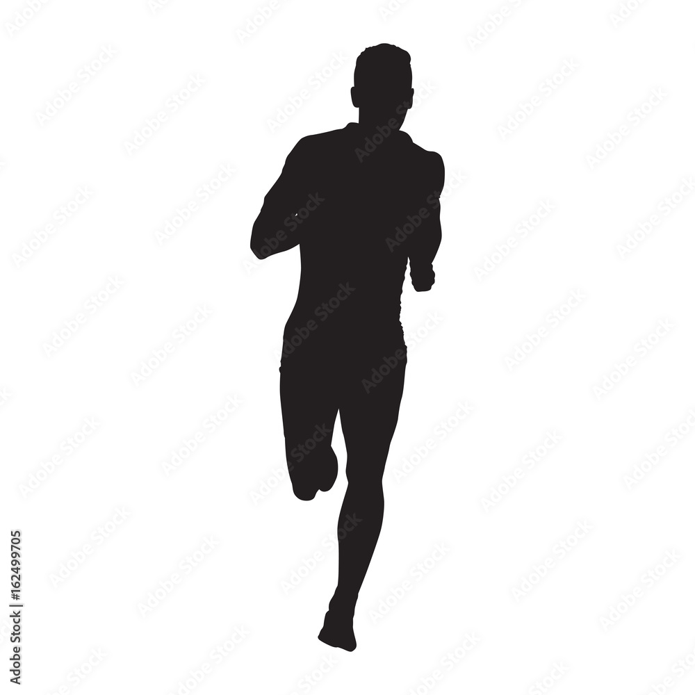 Vector runner, isolated silhouette. Front view Vector runner, isolated silhouette. Front view