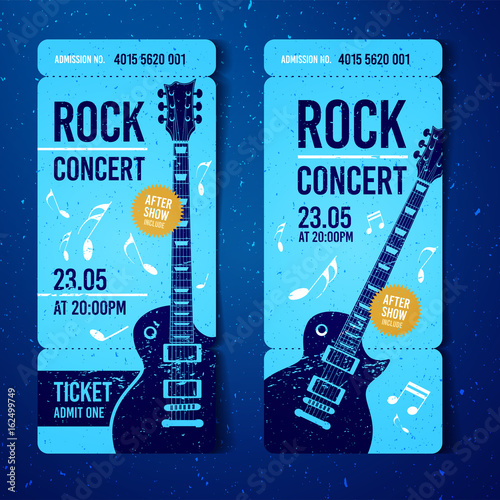 vector rock festival ticket design template with guitar