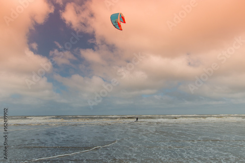 kite surfer on the beach of the Touquet , Hauts de France , France 