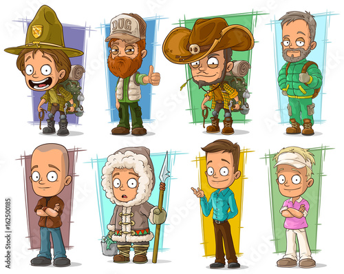 Cartoon cool funny different characters vector set