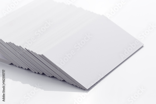 stack of blank business card on white background, filter effect