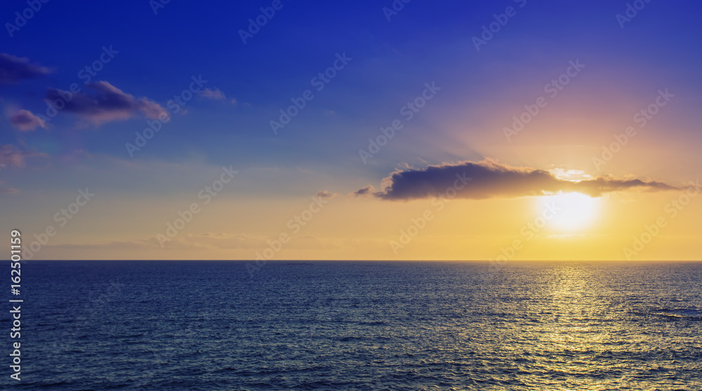 romantic sunset on the sea