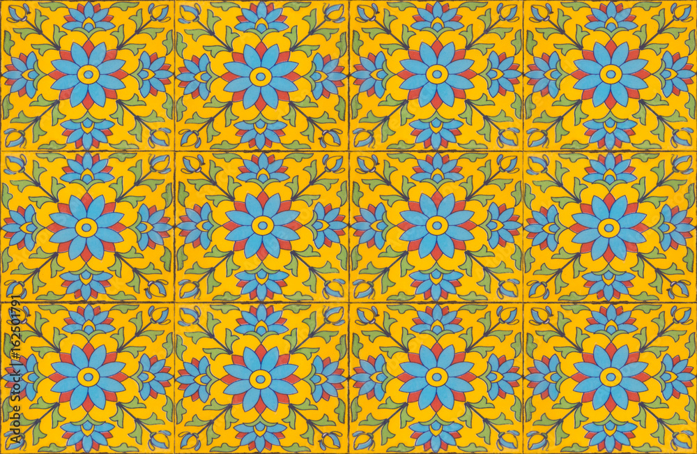 moroccan tile pattern background.Colorful vintage ceramic tiles wall decoration