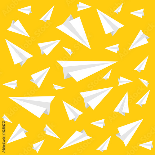 Ppaper plane pattern on a yellow background