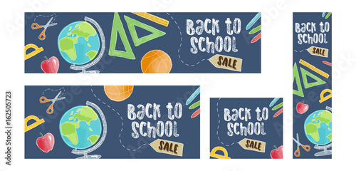 Obraz na plátně Back to school sale set of four web banners