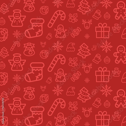 Christmas icon set pattern. Christmas seamless vector flat background
