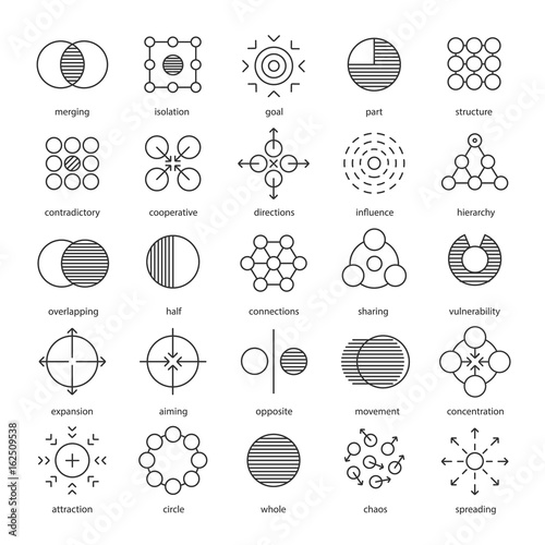 Abstract symbols linear icons set