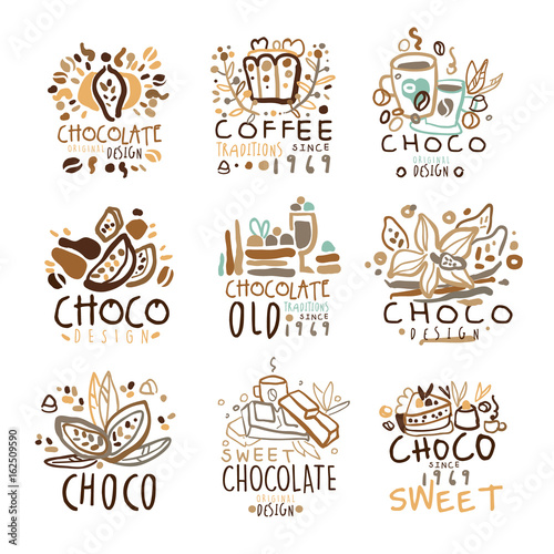 set of colorful hand drawn vector Illustrations for coffee shop