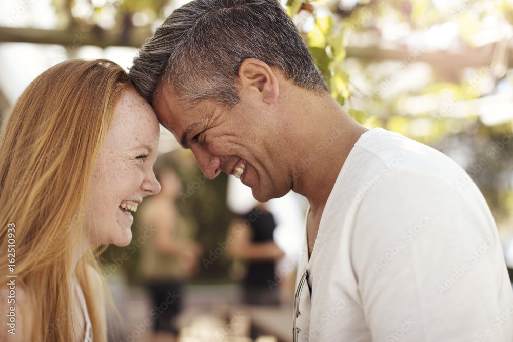 Happy father and daughter together outdoors Happy father and daughter together outdoors