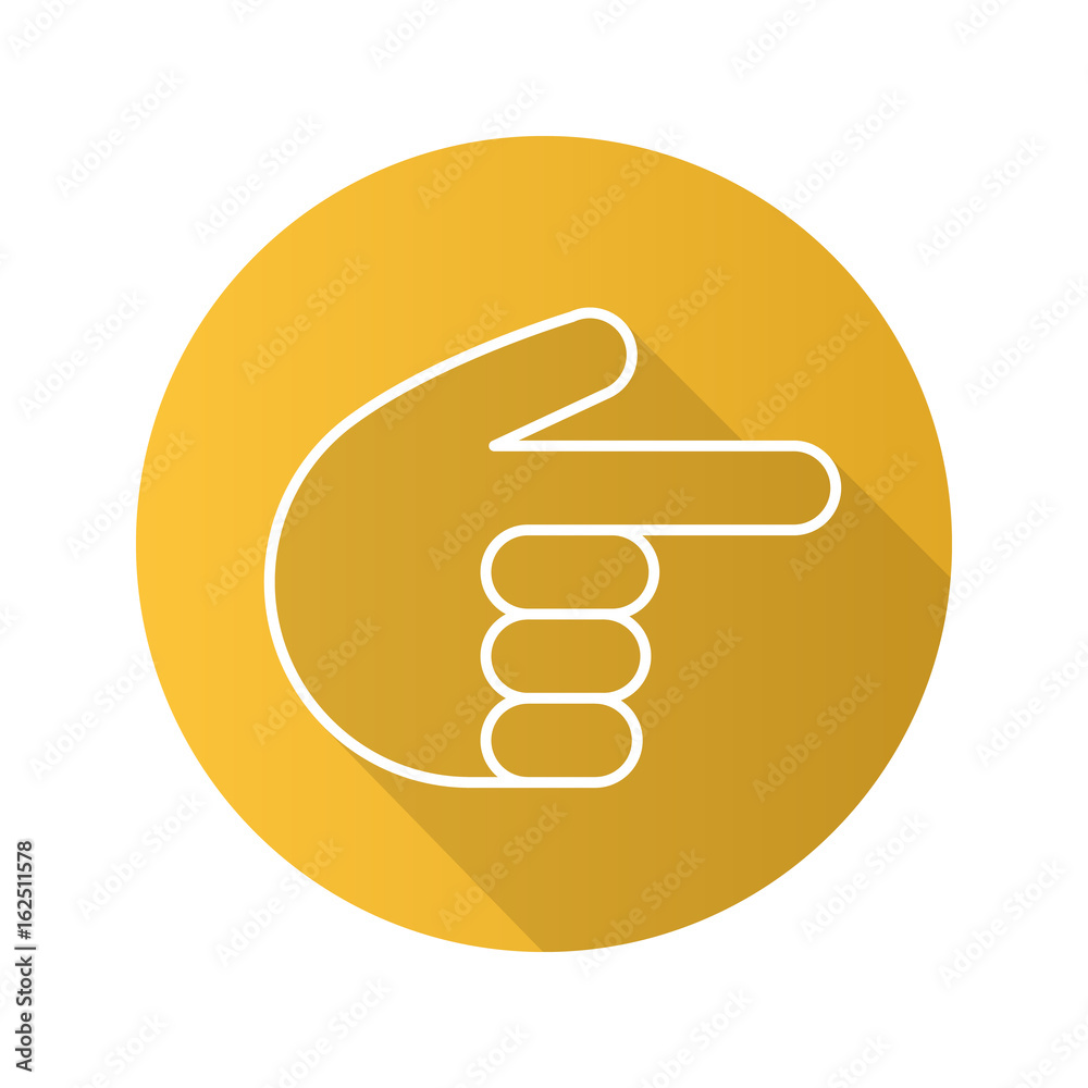 Point right hand gesture. Flat linear long shadow icon Point right hand gesture. Flat linear long shadow icon