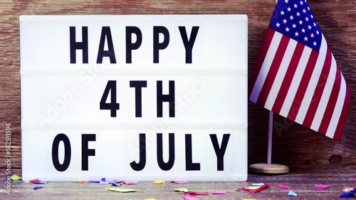 text happy 4th of july in a lightbox