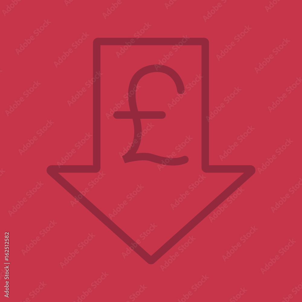 Pound rate falling color linear icon