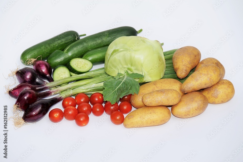 Fresh organic vegetables on white background Fresh organic vegetables on white background