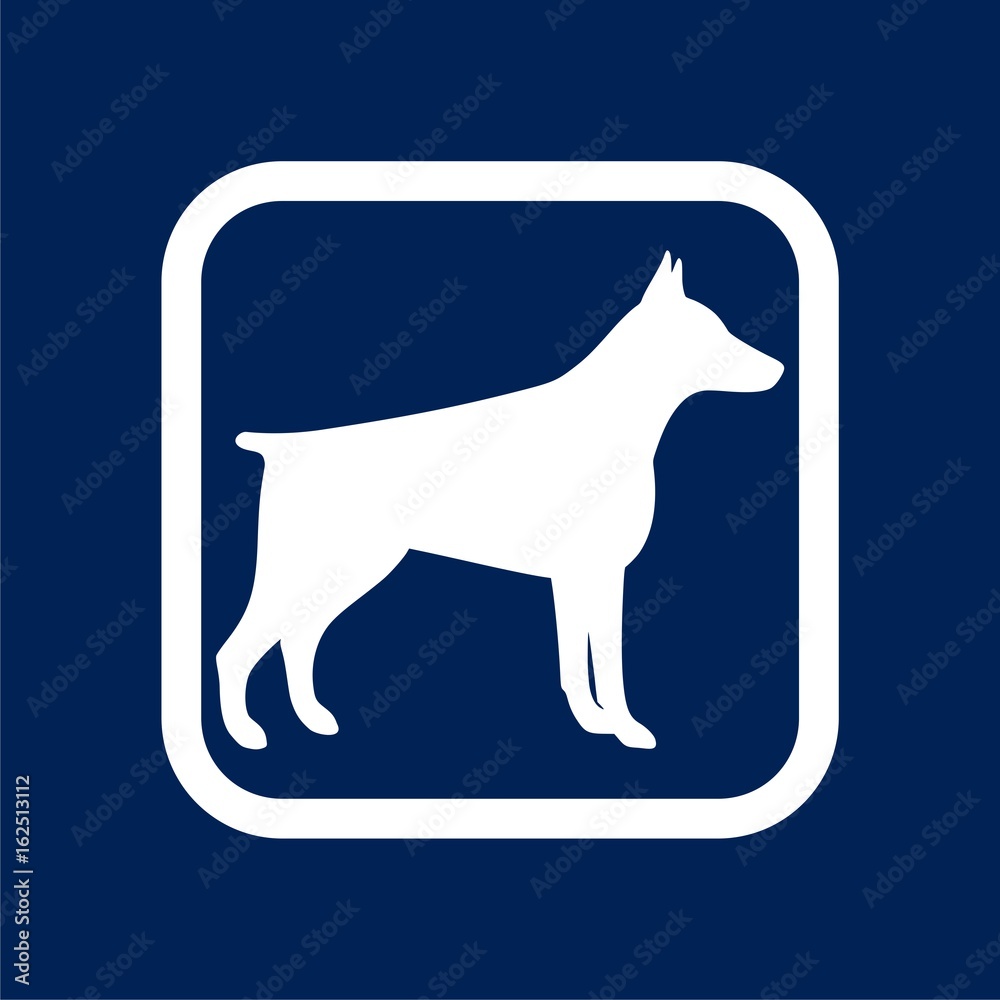 Doberman dog silhouette, side view, vector icon