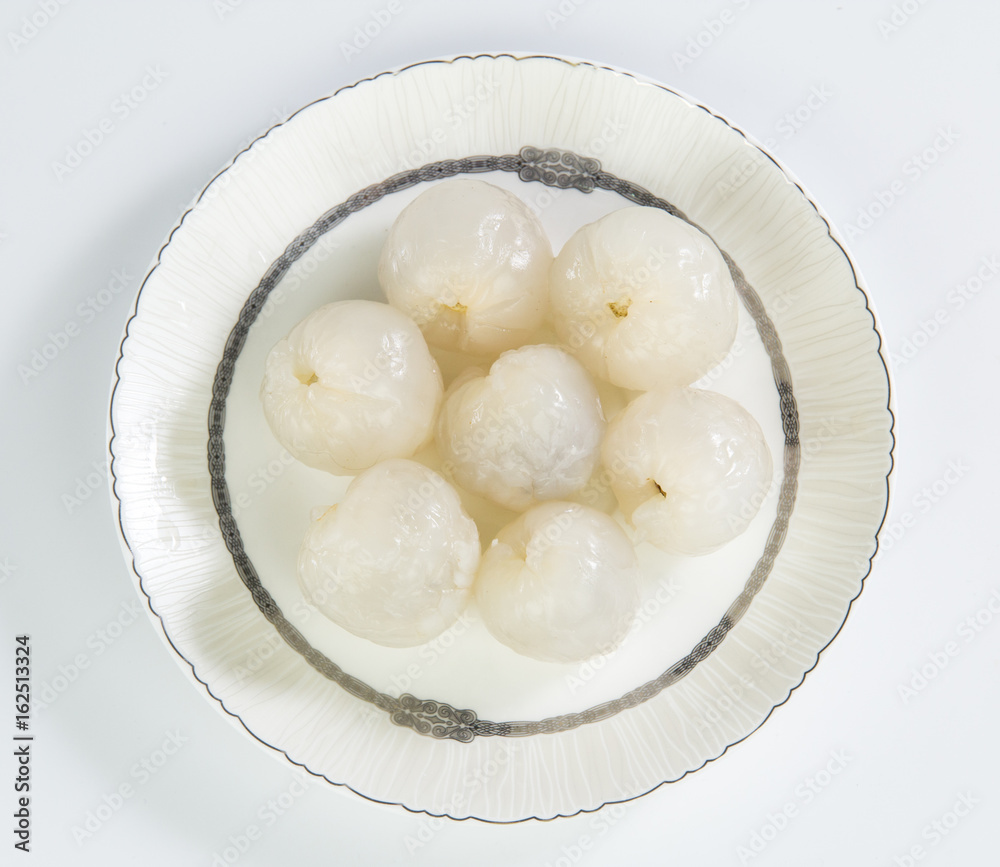The Skinned litchi isolated on white background
The Skinned litchi isolated on white background