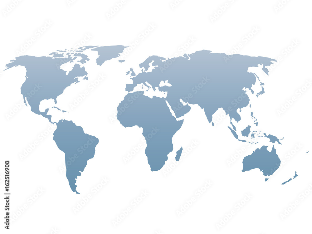 World map silhouette. Vector blue gradient isolated on white background.