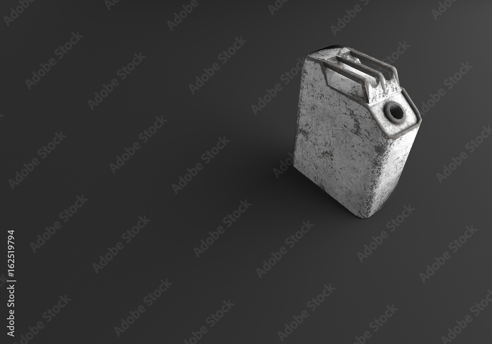3D RENDERING OF OLD RUSTIC METAL CANISTER ON PLAIN BLACK BACKGROUND 3D RENDERING OF OLD RUSTIC METAL CANISTER ON PLAIN BLACK BACKGROUND
