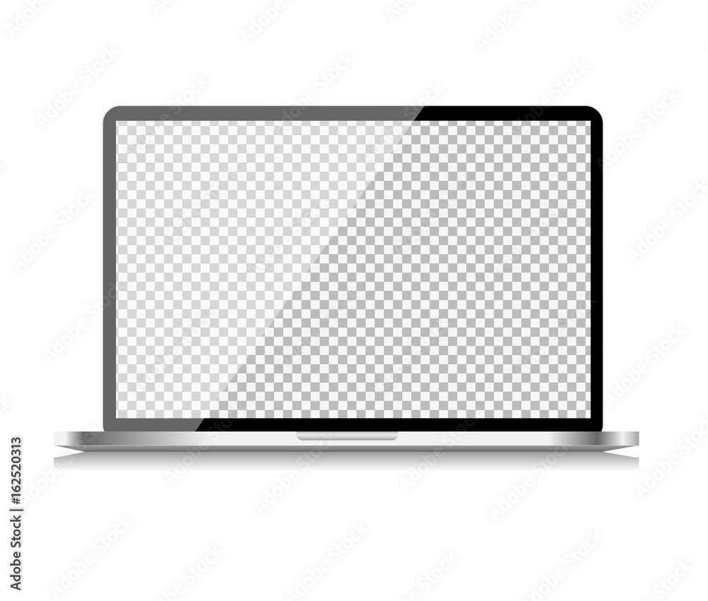 Realistic Computer Laptop with Transparent Wallpaper on Screen Isolated ...