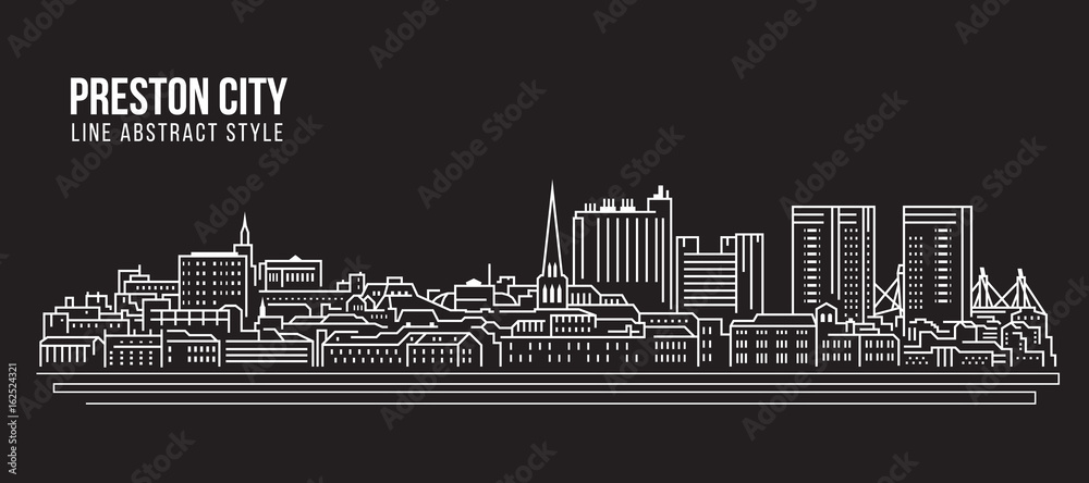 Cityscape Building Line art Vector Illustration design - Preston city