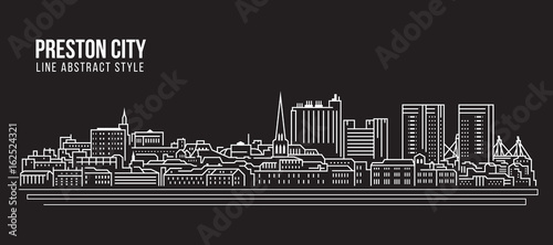 Cityscape Building Line art Vector Illustration design - Preston city photo