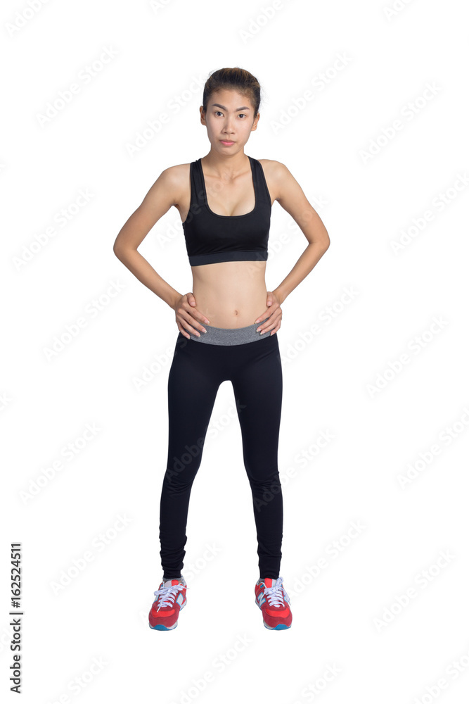 Growth portrait of fitness woman in sportswear. Growth portrait of fitness woman in sportswear.