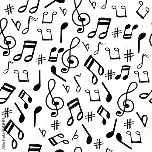 music note pattern with doodle style