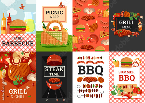 BBQ Barbecue Picnic Banners Set