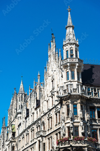 Tower of the New Town Hall - Neues Rathaus. Munich, Germany.