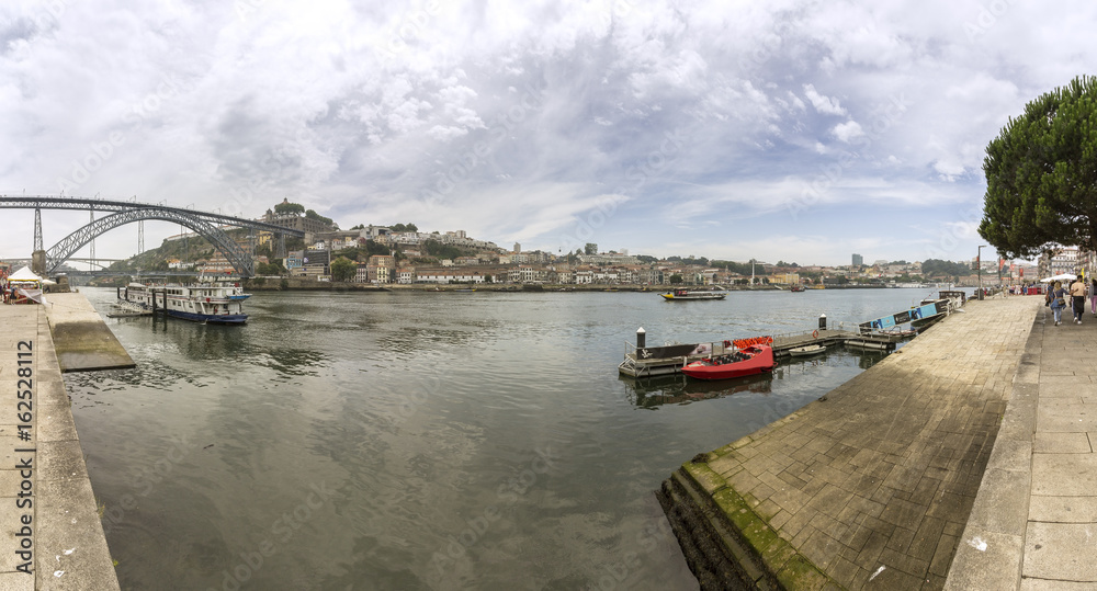 Panoramic view from old downtown, Porto cityscape, UNESCO World Heritage Site