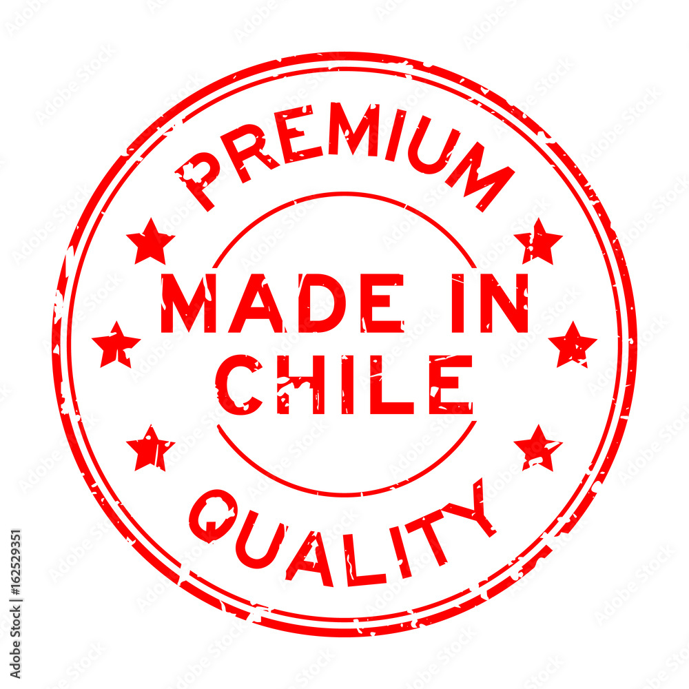 Grunge red premium quality made in chile round rubber stamp on white background Grunge red premium quality made in chile round rubber stamp on white background