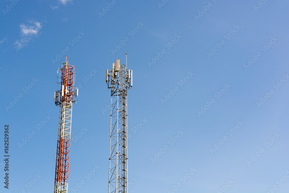 Telecommunication towers with blue sky Telecommunication towers with blue sky