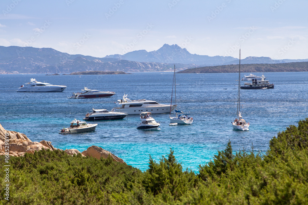 Luxury sailing and motor yachts on Sardinia island, Italy