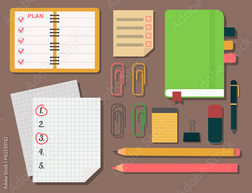 Vector notebook agenda business note plan work reminder planner organizer illustration.