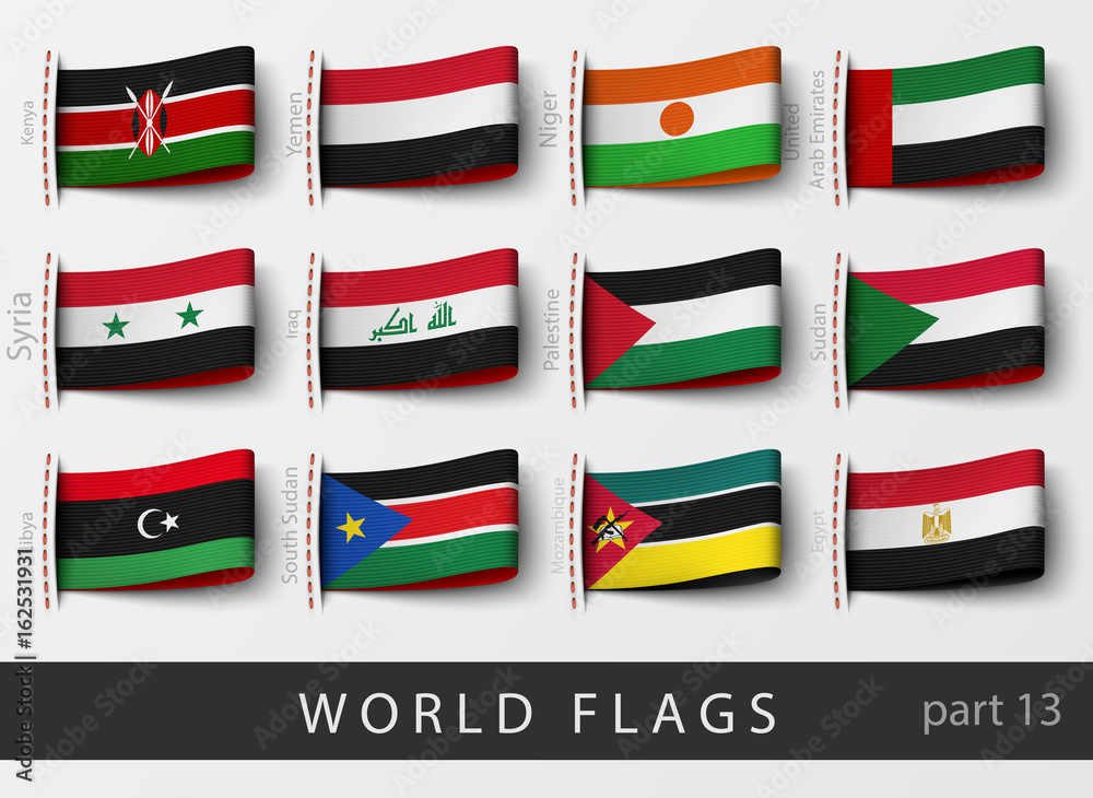 Vector set of flag labels Vector set of flag labels