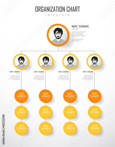 Organization chart template with colorful circles and place for your text.