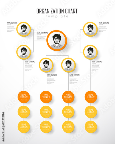 Organization chart template with colorful circles and place for your text.