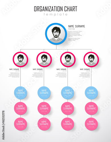 Organization chart template with colorful circles and place for your text.
