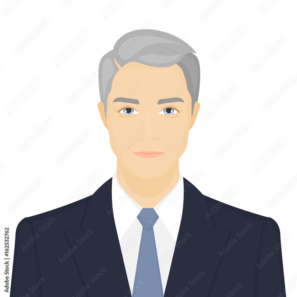 Face of an elderly businessman in suit. Portrait of an old man. Vector illustration Face of an elderly businessman in suit. Portrait of an old man. Vector illustration