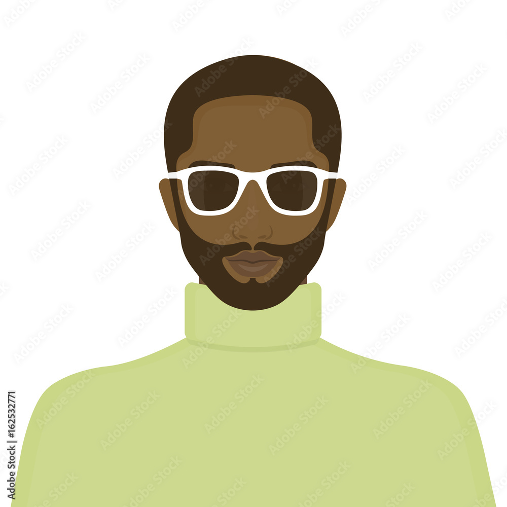 Portrait of an African man. The face of a guy. Avatar for the Internet. Vector illustration
