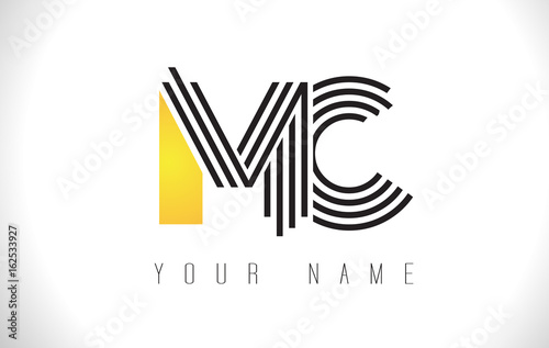 MC Black Lines Letter Logo. Creative Line Letters Vector Template.