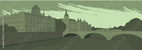 Slika na platnu Embankment and bridge of the big city