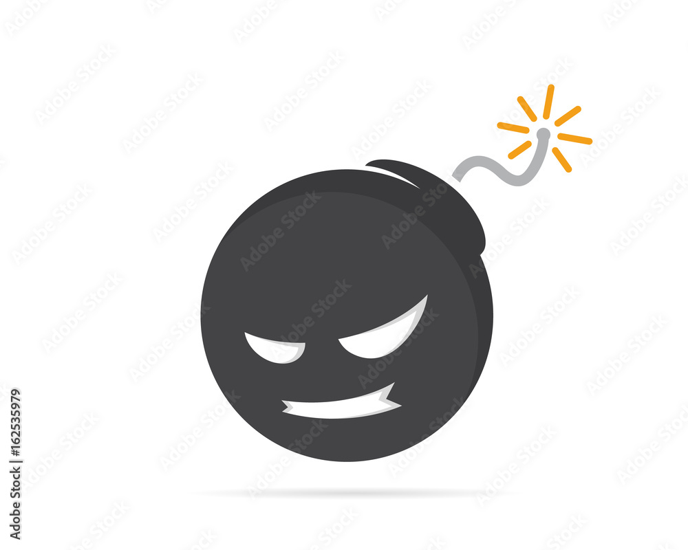  logo design combination of a angry face and bomb. Angry face and bomb symbol or icon