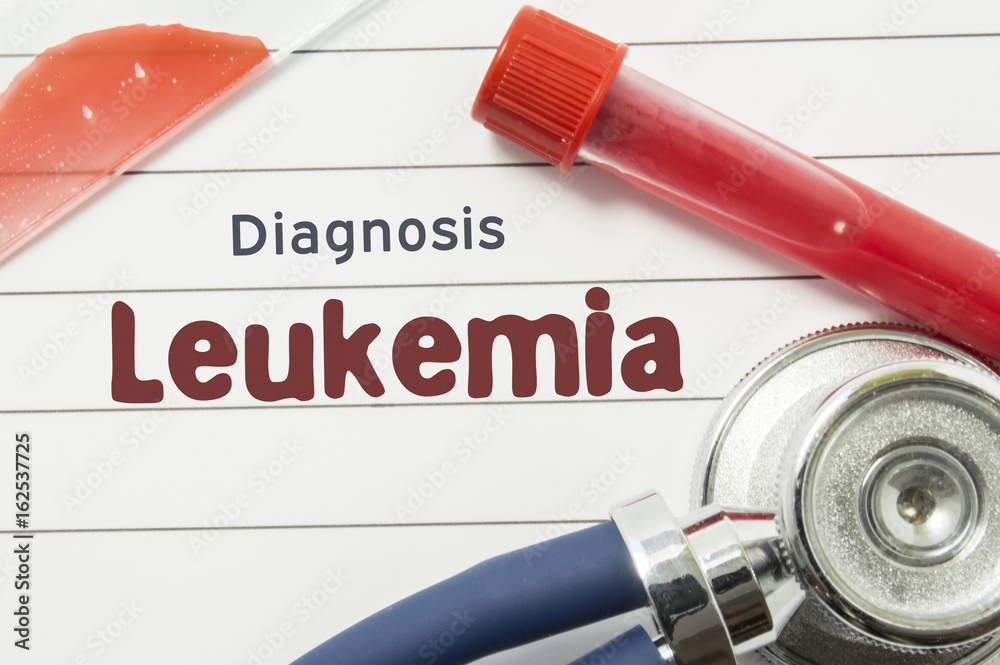 Diagnosis of Leukemia. Medical book with text header hematological