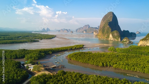 Aerial view of Phang Nga bay